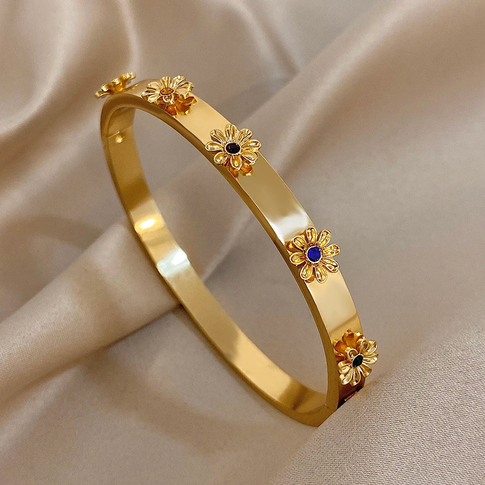 Bracelet fleurs acier inoxydable
